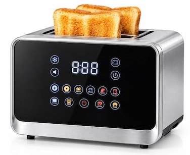 2 Slice Digital Touch Screen Bread Toaster with LCD Display, Adjustable Toast Settings, Defrost &amp; Cancel Functions, Modern Electric Toaster for Breakfast