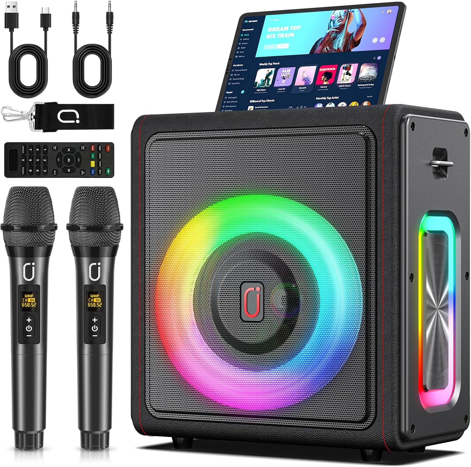 Jyx Jyx Karaoke Machine Portable Bluetooth 5 3 Speaker With 2 Wireless Microphones