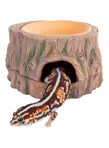 NALACAL 3 in 1 Reptile Hide Cave, With Detachable Base &amp; Humidity Dish, Essential Tank Terrarium Decor Humid Hideout Accessories for Small Reptiles Crested Gecko, Leopard Gecko, Lizard, Snake, Crabs