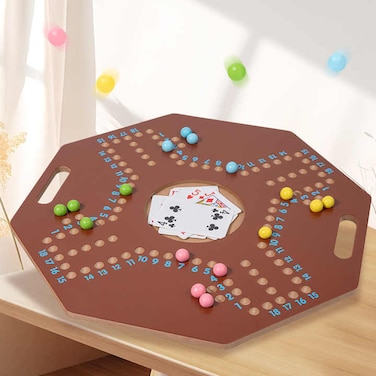 Wood Jackaroo Board Game flying chess Wooden with 6 Colors 24 Marbles 6 Dice Foldable Original Game Set