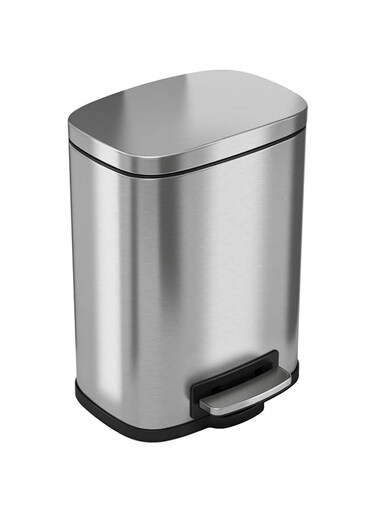 iTouchless SoftStep 1.32 Gallon Small Bathroom Trash Can with Lid and Odor Filter, Removable Inner Bucket, 5 Liter Slim Space-Saving Wastebasket Bin for Bedroom Living Room Home Garage