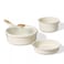 Carote 24-Piece Nonstick Cookware Set with Detachable Handle, Stackable Pots &amp; Pans, PFOA-Free Aluminum Healthy Cooking Set with Pour Spouts, All Kitchen Stovetop Compatible, Dishwasher Safe (White)