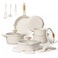 Carote 24-Piece Nonstick Cookware Set with Detachable Handle, Stackable Pots &amp; Pans, PFOA-Free Aluminum Healthy Cooking Set with Pour Spouts, All Kitchen Stovetop Compatible, Dishwasher Safe (White)