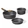 Carote 24-Piece Nonstick Cookware Set with Detachable Handle, Stackable Pots &amp; Pans, PFOA-Free Aluminum Healthy Cooking Set with Pour Spouts, All Kitchen Stovetop Compatible, Dishwasher Safe (Black)