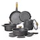 Carote 24-Piece Nonstick Cookware Set with Detachable Handle, Stackable Pots &amp; Pans, PFOA-Free Aluminum Healthy Cooking Set with Pour Spouts, All Kitchen Stovetop Compatible, Dishwasher Safe (Black)