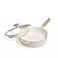 Carote 4.7 Litre Ceramic Nonstick Saut&eacute; Pan with Dual-Size Strainer Lid, PFAS-Free Healthy Cooking, Ergonomic Wood-Like Handle, Full-Spray Base, All-Stovetop Compatible, Dishwasher Safe (Cream)