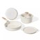 Carote 10-Piece Ceramic Nonstick Cookware Set with Detachable Handle, PFAS-Free Healthy Cooking Pots &amp; Pans, Stackable Design with Pour Spouts, All-Stovetop Compatible, Dishwasher Safe (Cream)