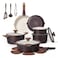 Carote 24-Piece Ceramic Nonstick Cookware Set with Detachable Handle, PFAS-Free Healthy Cooking Pots &amp; Pans, Stackable Design with Pour Spouts, All-Stovetop Compatible, Dishwasher Safe (Chocolate)