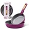 Carote 3-Piece Ceramic Frying Pan Set, 8" &amp; 10" Nonstick Fry Pans with Removable Handle, PFAS-Free Healthy Cooking, Full-Spray Base, All-Stovetop Compatible Skillet Set, Dishwasher Safe (Purple)