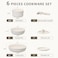 Carote 6-Piece Ceramic Cookware Set with Detachable Handle, Stackable Frying Pan &amp; Saucepan with Lids, PFAS-Free Nonstick Healthy Cooking Set, All Kitchen Stovetop Compatible, Dishwasher Safe (Cream)