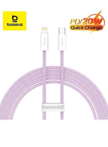 iPhone Charger Cord, 6.6ft Nylon Braided USB C To Lighting Cable, 20W PD Type C To iPhone Fast Charging Data Cable Compatible With iPhone14/13/12/11 Pro Max/XS MAX/XR/XS/X/8/7 Plus iPad Purple