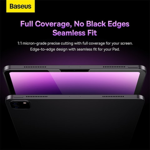 Baseus Crystal Series 9H Tempered Glass Protector   0.3mm Ultra-Thin, Full Coverage   Fits iPad Air 5/4 &amp; iPad Pro 11-Inch   Face ID &amp; Apple Pencil Support   Easy Install