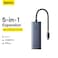 Baseus Flite 5-in-1 Type-C Hub, 4 USB 3.0 Ports, 4K@30Hz HDMI Output, High-Speed Data Transfer, Compact and Portable, Universal Compatibility, Grey