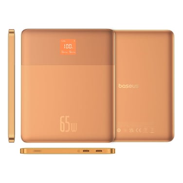 Baseus Blade2 PD 65W Power Bank, Fast Charging 12000mAh Portable Charger with Digital Display, Laptop Battery Bank for ROG Ally, Steam Deck, MacBook, iPad, iPhone, Samsung (Orange)