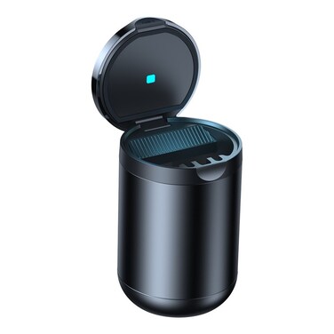 Baseus Premium Car Ashtray with LED Light - Waterproof, Detachable, Easy to Clean, Ideal for Cigarettes and Trash, Black