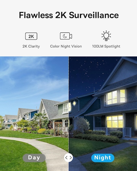 Baseus Security Camera Outdoor, B1 Wireless Solocam with 2K Clarity, 145° Wide View, 210-Day Battery Life, IP67, Built-in 8GB Local Storage and Color Night Vision, No Monthly Fee