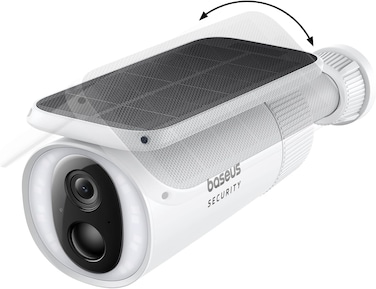 Baseus Solar Security Camera Outdoor, S1 Wireless Solocam, Forever Power with Auto Sunlight-Tracking System, 2K Clarity, 145° FOV, Built-in 8GB Local Storage and Color Night Vision, No Monthly Fee