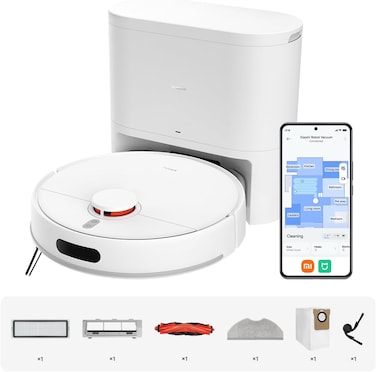 Xiaomi Robot Vacuum H40, 10000Pa powerful suction, LDS Navigation, Smart Mapping, Anti-tangle brush, Auto Dust Emptying, 180min Runtime, Works with Xiaomi Home App, Voice Control