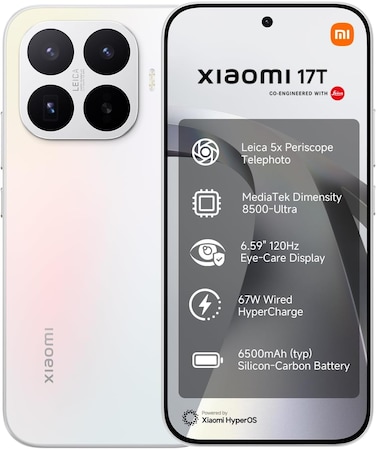 Xiaomi 17T Smartphone, 256 GB, Opal White, Dual SIM, 12 GB RAM, 5G