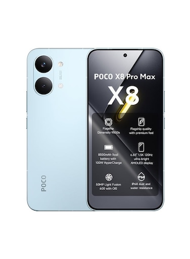 Poco X8 Pro Max, Dual SIM, 12GB RAM, 512GB, 5G, Blue - Global Version (2 pin Adapter)