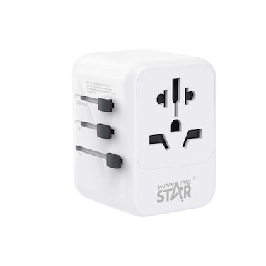 Winning Star Universal Travel Adapter ST-1009U &ndash; USB, Type-C, 5-in-1 Sockets, 2500W, Fire-Retardant, Compact Design