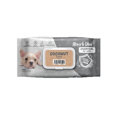 Absorb Plus Charcoal Pet Wipes Coconut Scented
