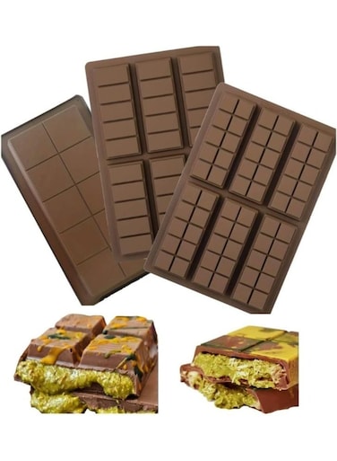 Set of 3 Premium Quality Dubai Chocolate Bar Silicone Molds for Making Dubai Chocolate Bar