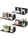 SHEPIN Set of 4 Wall Shelves No Drilling Black 23 cm Shelf No Drilling Acrylic Bathroom Shelf Floating Shelf with Cable Hole Wall Boards Shelf Floating Shelf for Gluing for Bathroom Office Living Room
