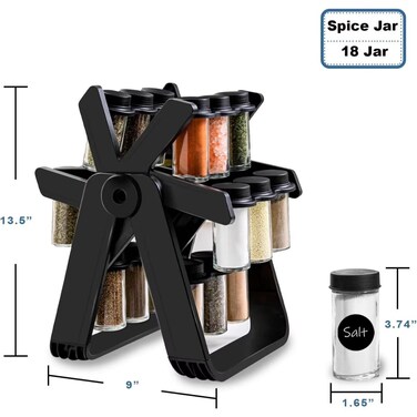 Tradeo 18-Piece Ferris Wheel Seasoning Bottle Set - 360&deg; Rotating Kitchen Spice Rack Organizer