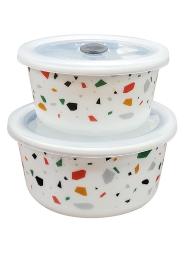 Borosil LARAH LUNCH BOX WITH 2 PCS SET - 400 ML + 800 ML, CONFETTI, 12DSPL08-CON