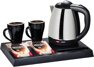 Macest Electric Kettle, 1500ml Stainless Steel Kettle With Tray, 1500W Fast Boil Hospitality Set &ndash; Model MC-63115