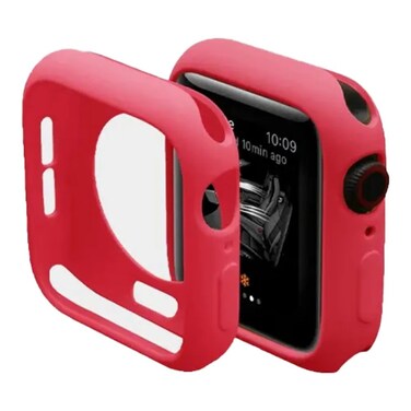 غطاء حارس Green Stylin Pro، وصول سهل إلى جميع المنافذ، مقاوم للخدوش، غطاء حماية خفيف الوزن، بديل مثالي متوافق مع ساعة Apple Watch 44 مم - أحمر
