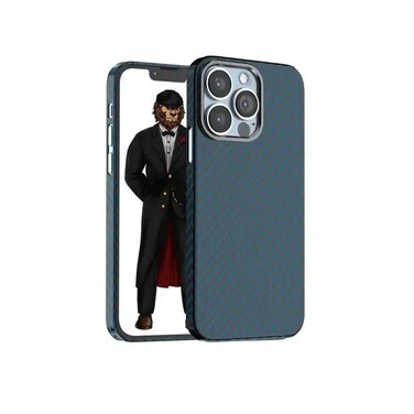 Green Lion Carbon Case for iPhone 13 Pro Max, Metal Camera Ring, Shockproof Protection, Anti-Scratch Surface, Lightweight &amp; Durable, Sleek Carbon Fiber Texture (Blue)
