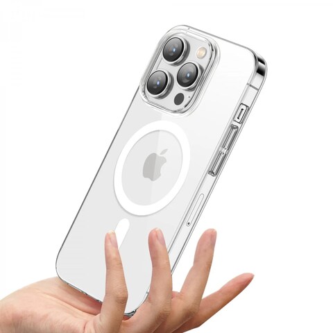 كفر Green Lion MagSafe Delgado لهاتف iPhone 14 Pro، تصميم نحيف، فتحات دقيقة، وضوح دائم، حماية من السقوط والكاميرا، مقاوم للبصمات والخدوش، مضاد للاصفرار
