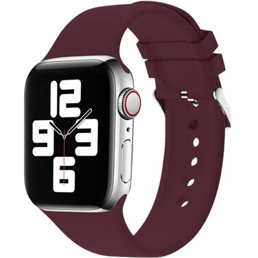 حزام ساعة غرين ليون سيليكون مع قفل إبزيم، مادة سيليكون ممتازة، حزام قابل للتعديل، راحة في الارتداء، متوافق مع ساعات 44/45 مم، أحمر نبيذي
