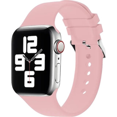 حزام ساعة جرين لاين السيليكون مع قفل بكلة، مادة سيليكون فاخرة، قابل للتعديل، مريح عند الارتداء، وردي فاتح، متوافق مع ساعات 44 مم/45 مم
