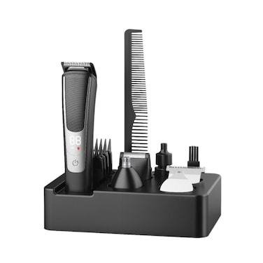 Green Lion 5 In 1 Grooming Set, 600mAh Battery, LED Display, Includes USB Line, Brush, Oil, 4 Combs (3 6 9 12 mm), 1.5 Hour Charging and Working Time, USB Code, Black
