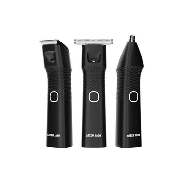 Green Lion 3 in 1 Body Trimmer, 1200mAh Battery, IPX7 Waterproof, Stainless Steel Blades, 7000 RPM Motor, Type-C Charging, Adjustable Combs, Built-in LED Light, 2H Working Time - Black
