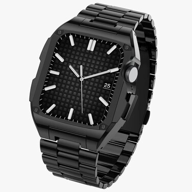 Green Lion Significato Steel Strap Case, 316 Stainless Steel Exterior, Easy Installation, Premium Durability, Scratch-Resistant, Sleek Design, Compatible with Watch 45mm - Black