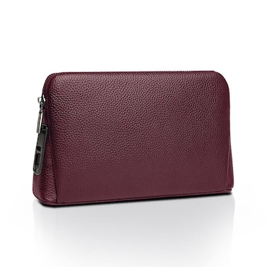 حقيبة جرين لاين لندن الذكية لبصمة الأصبع، جلد بقر طبيعي، إغلاق بسحاب، حماية ضد السرقة، مقاومة للماء، سعة كبيرة، قفل بصمة الأصبع، أحمر داكن
