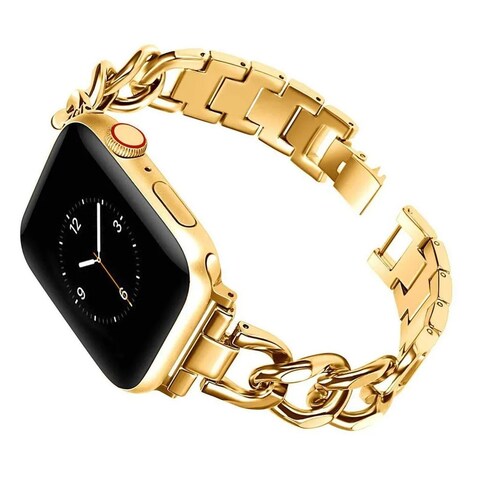 حزام ساعة Green Lion Bella لساعة Apple Watch 42/44/45/49 مم، ذهبى، مادة سبائك عالية الجودة، أنيق، متين، مثالي لساعة Apple Watch، تصميم أنيق للاستخدام اليومي
