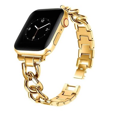 حزام ساعة Green Lion Bella لساعة Apple Watch 42/44/45/49 مم، ذهبى، مادة سبائك عالية الجودة، أنيق، متين، مثالي لساعة Apple Watch، تصميم أنيق للاستخدام اليومي

