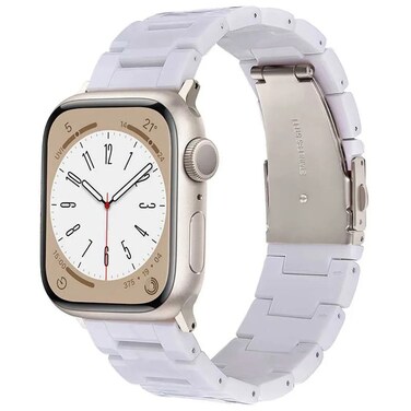 Green Lion Resin Watch Band for Apple Watch 42/44/45/49mm, Waterproof, Comfortable Fit, High-Quality Smart Watch Band with Stainless Steel Connector, Durable and Stylish, White