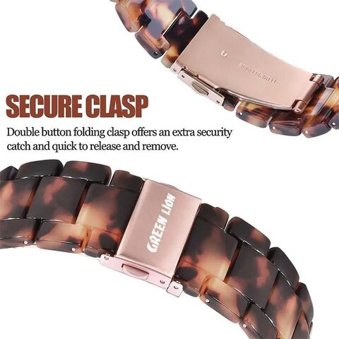 حزام ساعة Green Lion Resin لساعة Apple Watch 42/44/45/49 مم، لون العنبر، مقاوم للماء، ملاءمة مريحة، حزام ساعة ذكي عالي الجودة مع موصل فولاذي مقاوم للصدأ للمتانة
