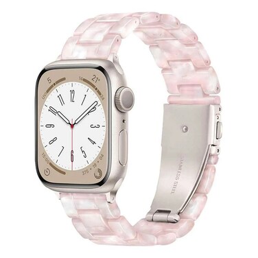 حزام ساعة Green Lion Resin لساعة Apple Watch 42/44/45/49 مم، باللون الوردي، مقاوم للماء، ملاءمة مريحة، حزام ساعة ذكي عالي الجودة مع موصل فولاذي مقاوم للصدأ، متين وأنيق
