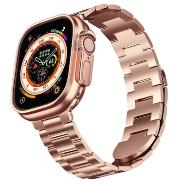 Green Lion Acero Correa Watch Band for Apple Watch 42/44/45/49mm, Premium Stainless Steel, High-Quality Smart Watch Band with Elegant Rose Gold Finish, Durable and Stylish