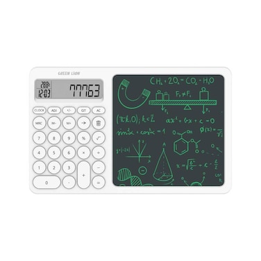 Green Lion CalcWrite Pro, Calculator-Writing Pad Combo, High Sensitive Screen, Smooth Handwriting, Ultra Bright Display, Long Standby Time, Lightweight Build, CR2032 Battery Powered
