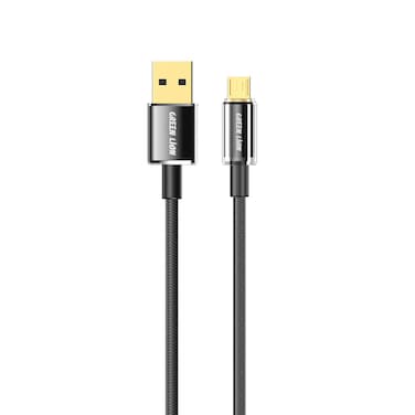Green Lion USB-A to Micro USB Tough Cable 1m Length, 480Mbps Data Transfer, Transparent Aluminum Alloy with 48 Braided Design, Charge &amp; Sync, 10000 Bends Lifespan, Safe &amp; Secure
