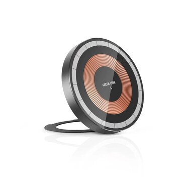 Green Lion MagSafe-Compatible Wireless Charger, Tempered Glass, 15W Fast Charging, Strong Magnetic Hold, iPhone Compatible, Durable &amp; Stylish Build, Compact &amp; Portable &ndash; Black
