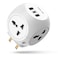 Green Lion Multi Port Travel Adapter, 4 AC Plugs, 2 USB-A &amp; 1 Type-C Port, 3250W Power, Short Circuit Protection, Compact Design, White